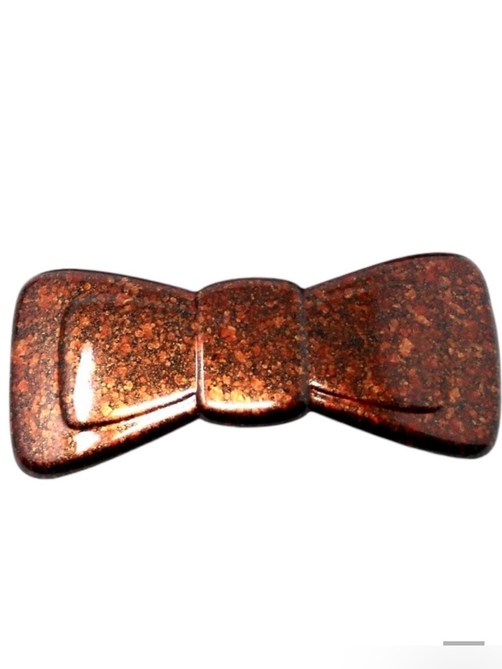 New 1970’s French Bow Barrette in a Shimmery Brown Copper, Handmade in France